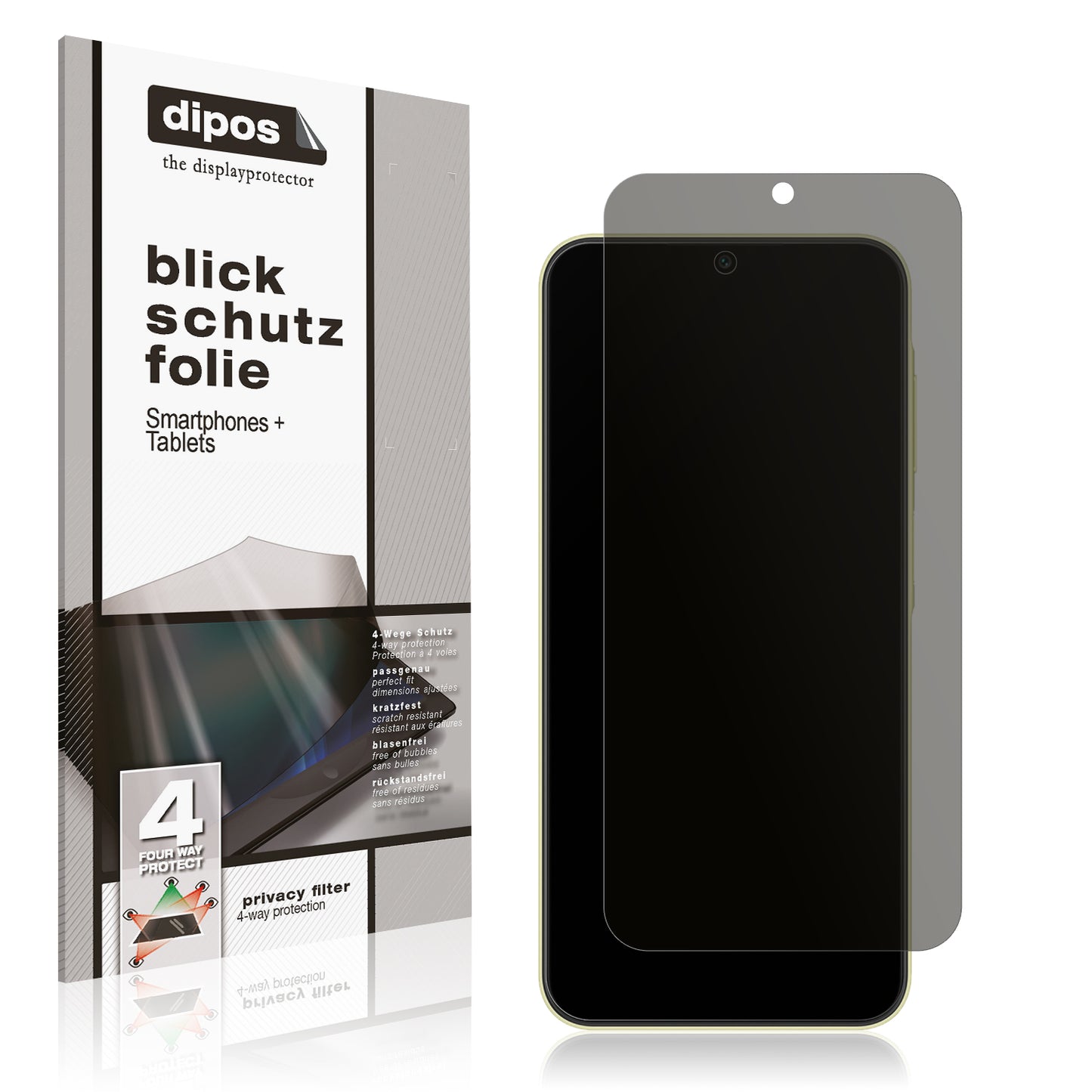 Blickschutzfolie von dipos passend für SAMSUNG Galaxy A25 5G, präziser Zuschnitt und blasenfrei montiert