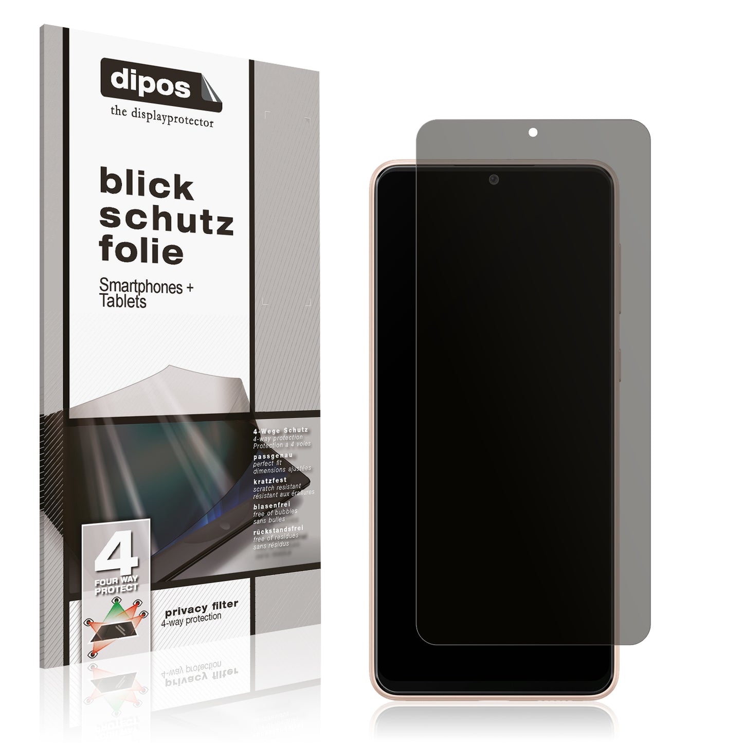 Blickschutzfolie von dipos passend für Samsung Galaxy A33, präziser Zuschnitt und blasenfrei montiert
