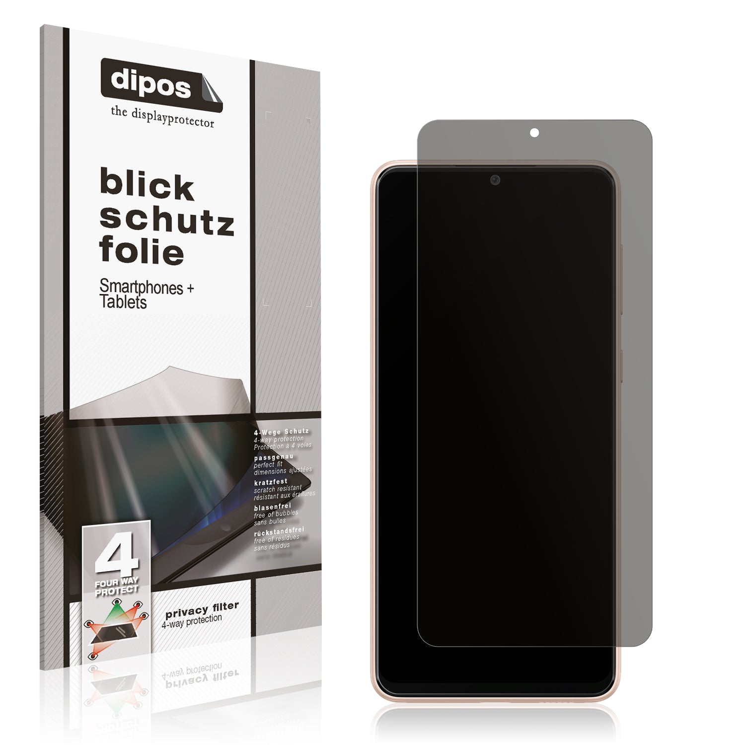Blickschutzfolie von dipos passend für Samsung Galaxy A33, präziser Zuschnitt und blasenfrei montiert