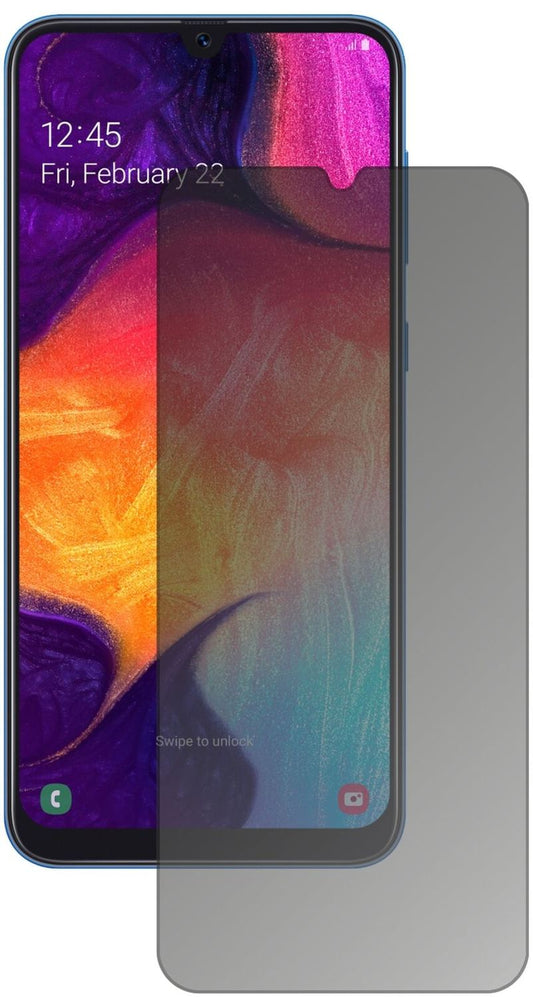 Blickschutzfolie von dipos passend für Samsung Galaxy A50, präziser Zuschnitt und blasenfrei montiert