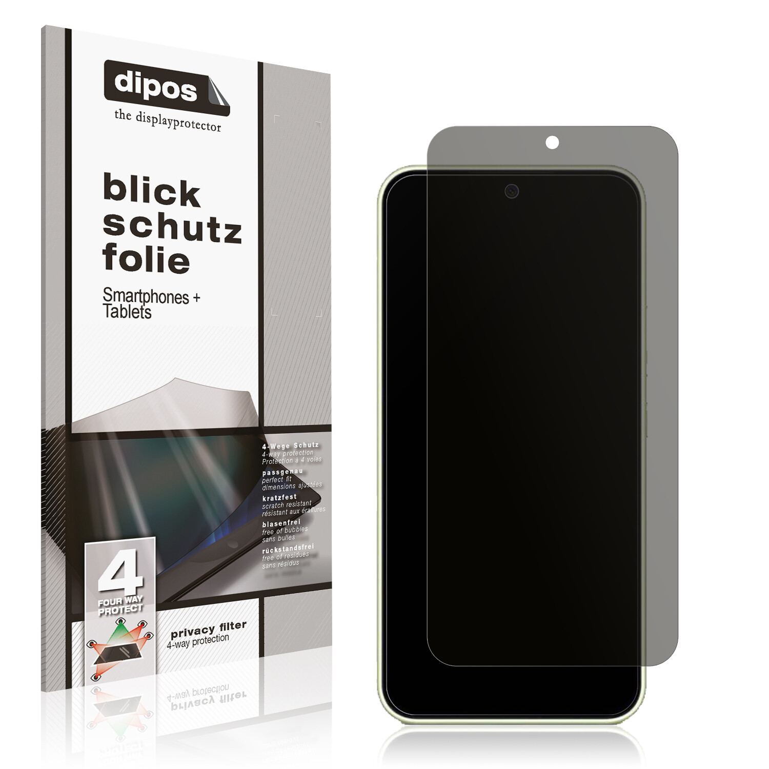 Blickschutzfolie von dipos passend für Samsung Galaxy A54, präziser Zuschnitt und blasenfrei montiert