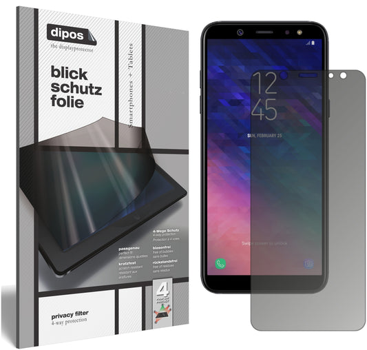 Blickschutzfolie von dipos passend für Samsung Galaxy A6 (2018), präziser Zuschnitt und blasenfrei montiert