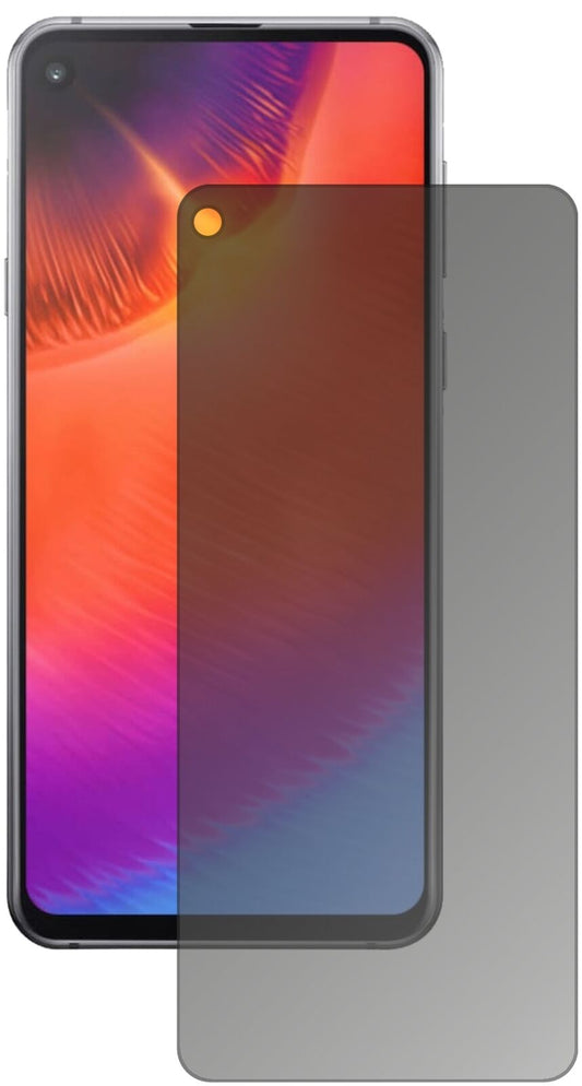 Blickschutzfolie von dipos passend für Samsung Galaxy A60, präziser Zuschnitt und blasenfrei montiert