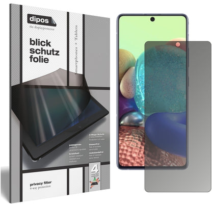 Blickschutzfolie von dipos passend für Samsung Galaxy A71 5G, präziser Zuschnitt und blasenfrei montiert
