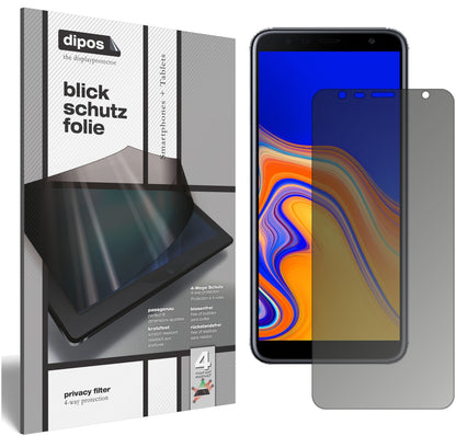 Blickschutzfolie von dipos passend für Samsung Galaxy J6 Plus (2018), präziser Zuschnitt und blasenfrei montiert