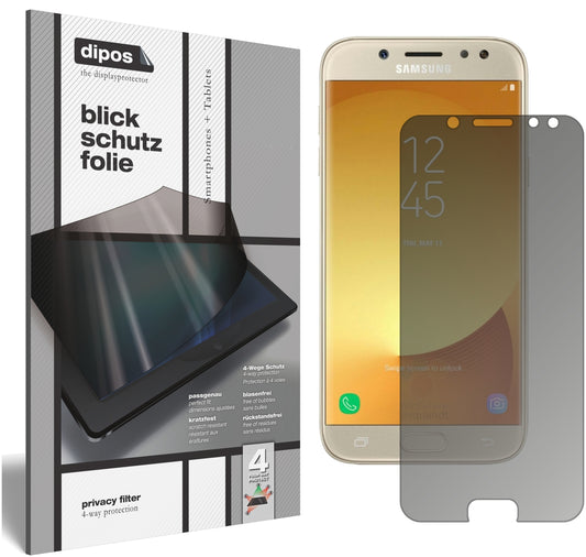 Blickschutzfolie von dipos passend für Samsung Galaxy J5 Pro (2017), präziser Zuschnitt und blasenfrei montiert