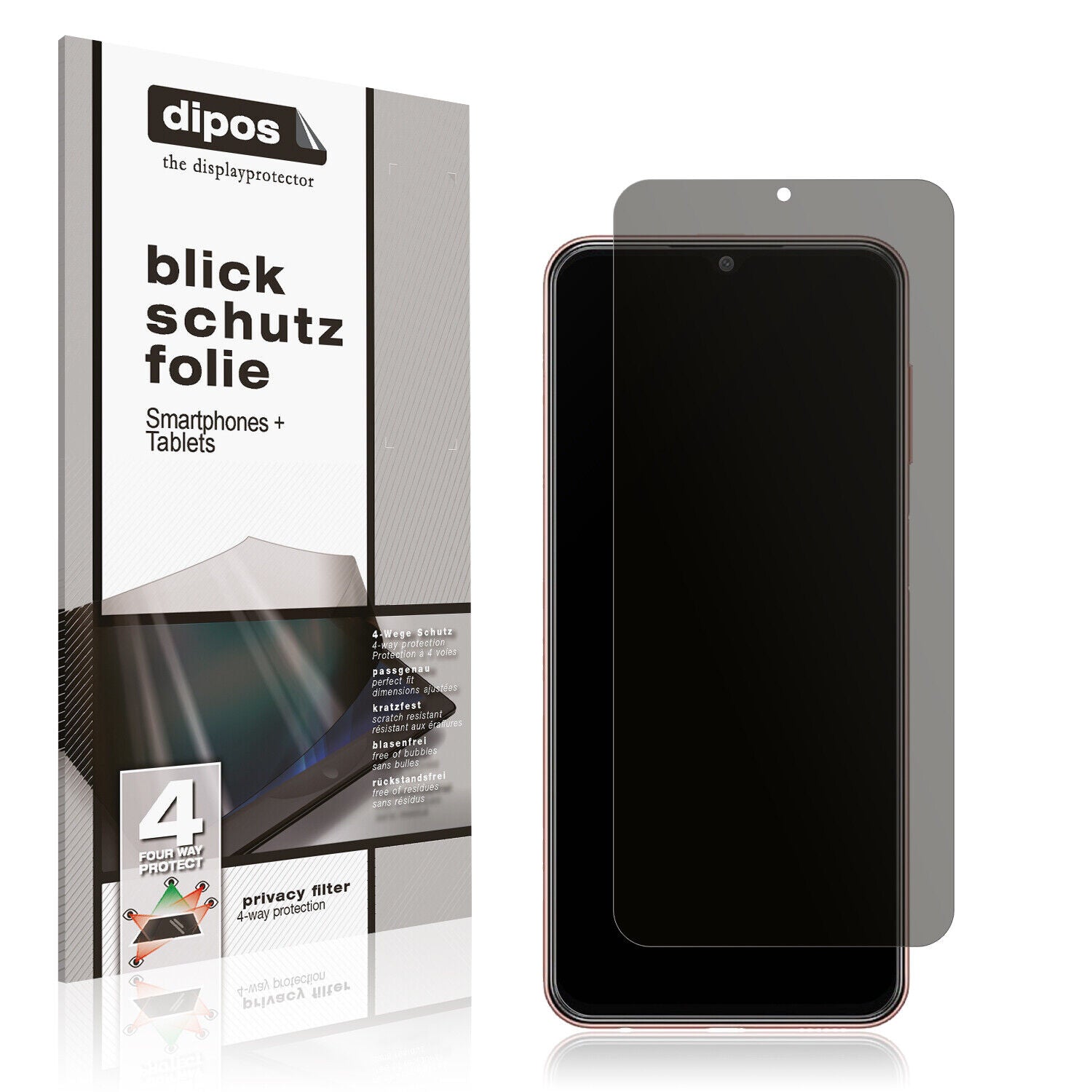 Blickschutzfolie von dipos passend für Samsung Galaxy M13, präziser Zuschnitt und blasenfrei montiert