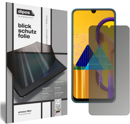 Blickschutzfolie von dipos passend für Samsung Galaxy M30s, präziser Zuschnitt und blasenfrei montiert