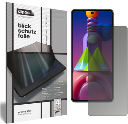 Blickschutzfolie von dipos passend für Samsung Galaxy M51, präziser Zuschnitt und blasenfrei montiert