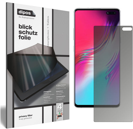 Blickschutzfolie von dipos passend für Samsung Galaxy S10 5G, präziser Zuschnitt und blasenfrei montiert
