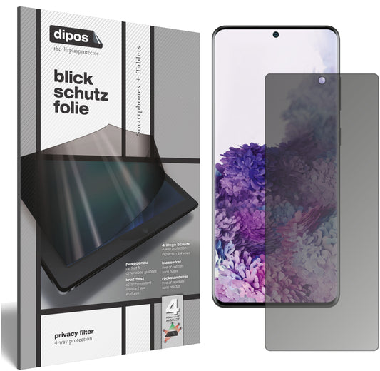 Blickschutzfolie von dipos passend für Samsung Galaxy S20 Plus, präziser Zuschnitt und blasenfrei montiert
