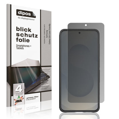 Blickschutzfolie von dipos passend f�r Samsung Galaxy S26 Case Friendly, pr�ziser Zuschnitt und blasenfrei montiert