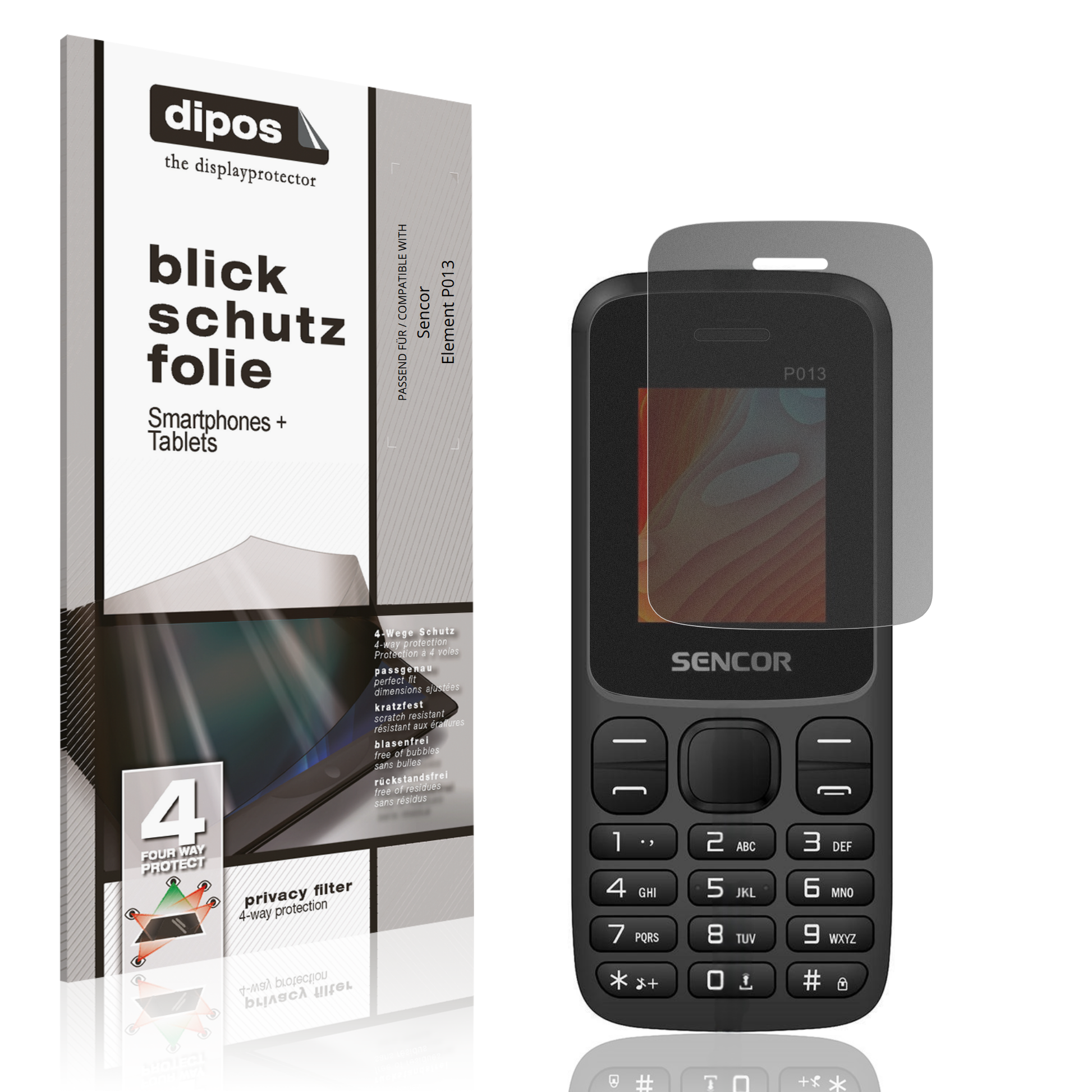 Blickschutzfolie von dipos passend f�r Sencor Element P013, pr�ziser Zuschnitt und blasenfrei montiert
