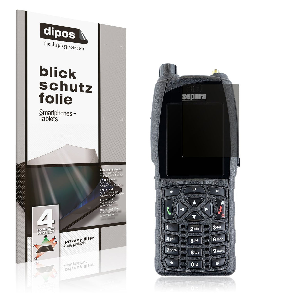 Blickschutzfolie von dipos passend für Sepura SC2020, präziser Zuschnitt und blasenfrei montiert