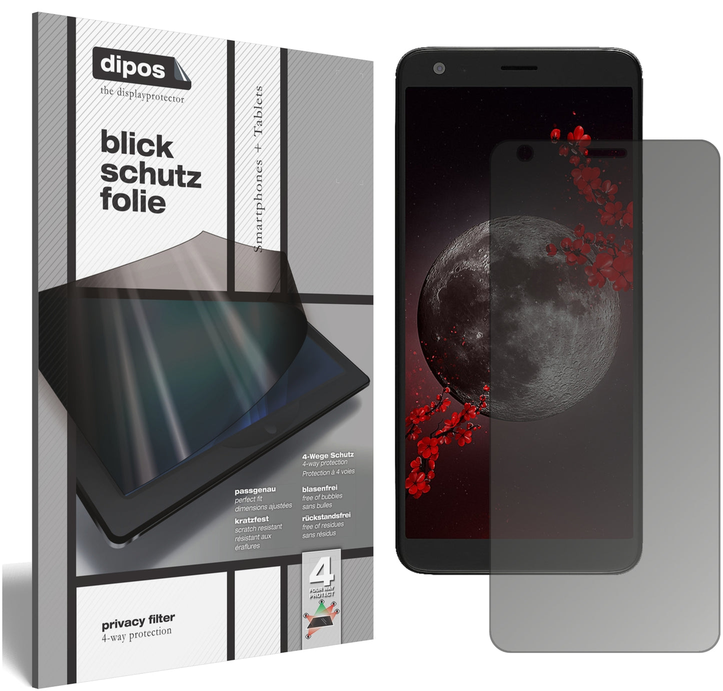 Blickschutzfolie von dipos passend für Sharp B10, präziser Zuschnitt und blasenfrei montiert