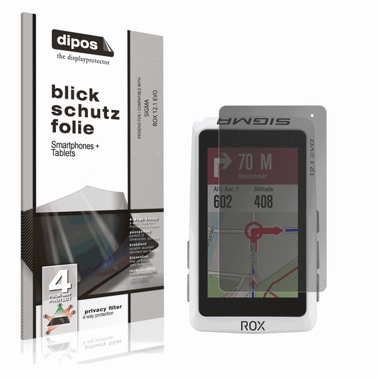 Blickschutzfolie von dipos passend für SIGMA ROX 12.1 EVO, präziser Zuschnitt und blasenfrei montiert