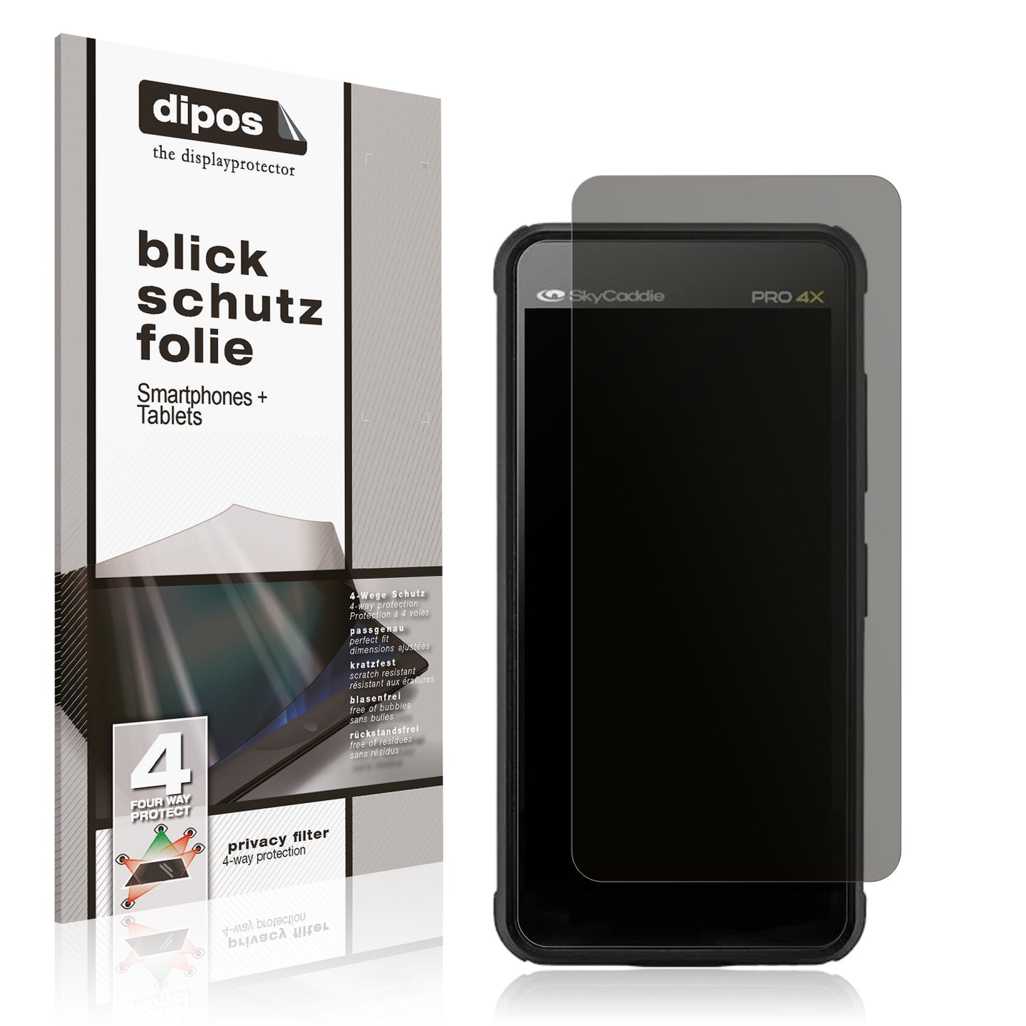 Blickschutzfolie von dipos passend für SkyCaddie Pro 4X, präziser Zuschnitt und blasenfrei montiert