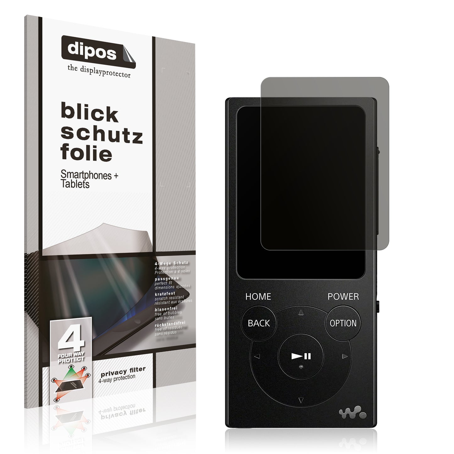 Blickschutzfolie von dipos passend für Sony NW-e394, präziser Zuschnitt und blasenfrei montiert