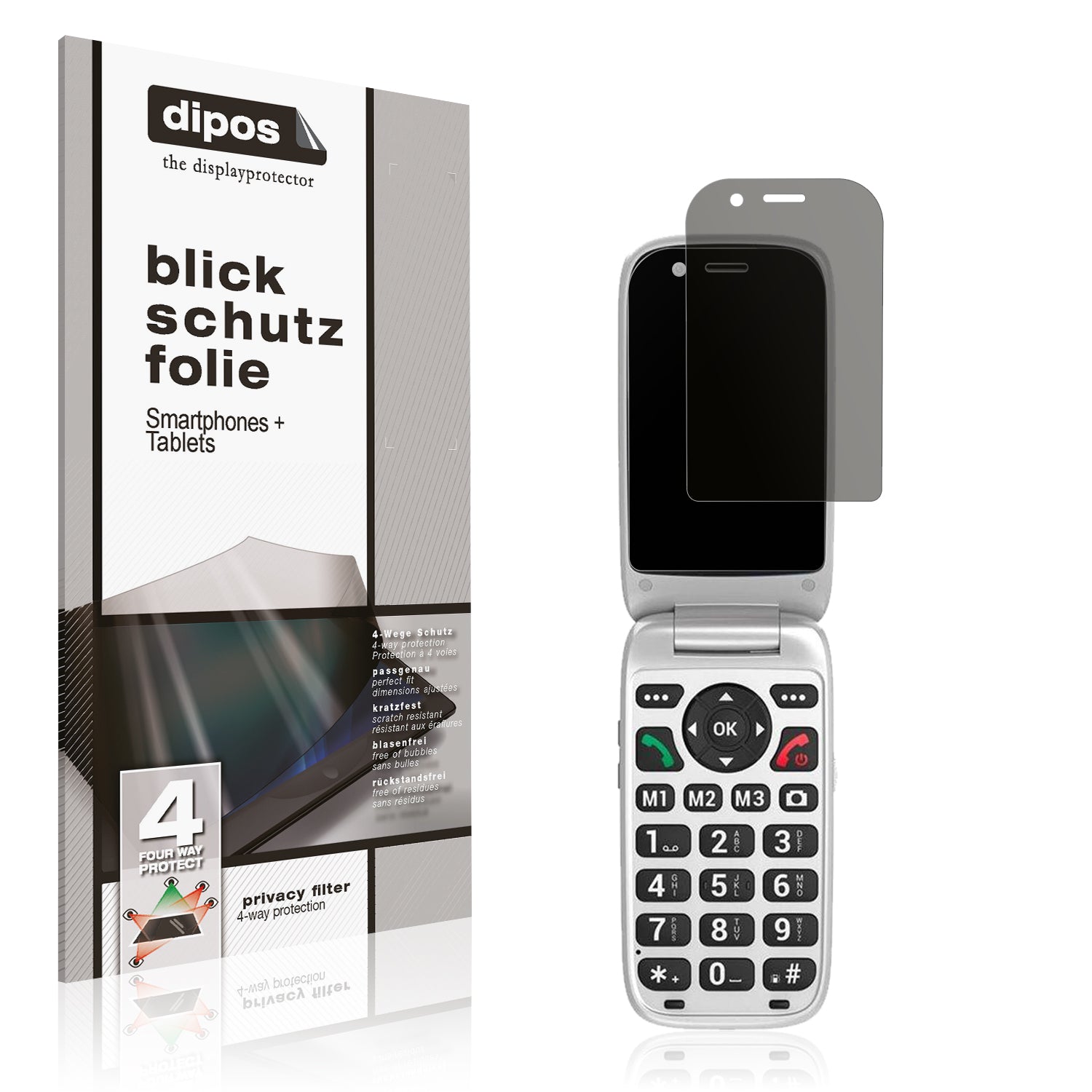 Blickschutzfolie von dipos passend für SPC Polaris 4G, präziser Zuschnitt und blasenfrei montiert