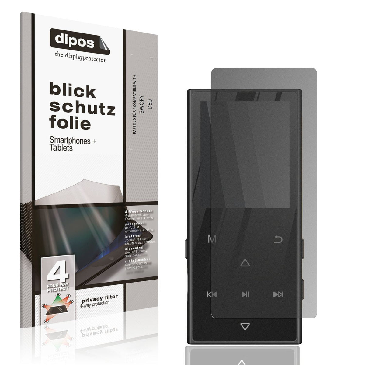 Blickschutzfolie von dipos passend für SWOFY D50, präziser Zuschnitt und blasenfrei montiert