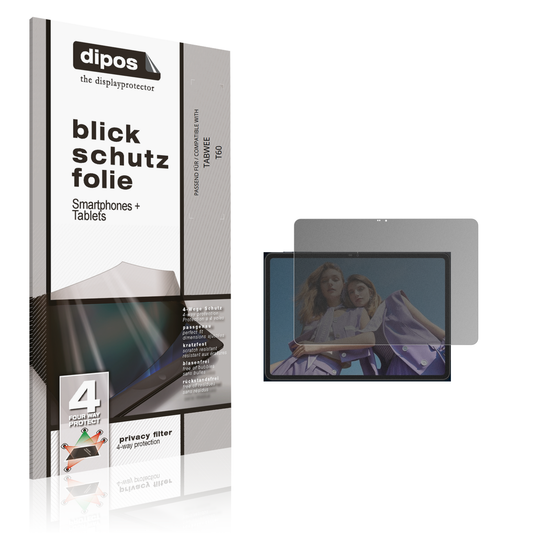 Blickschutzfolie von dipos passend für TABWEE T60, präziser Zuschnitt und blasenfrei montiert
