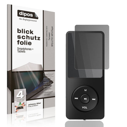 Blickschutzfolie von dipos passend für Tarswesi BFQ-LCT01 MP3-Player, präziser Zuschnitt und blasenfrei montiert