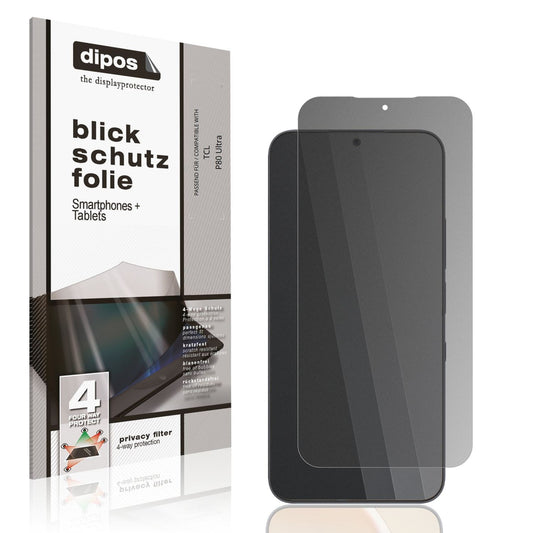 Blickschutzfolie von dipos passend für TCL P80 Ultra, präziser Zuschnitt und blasenfrei montiert