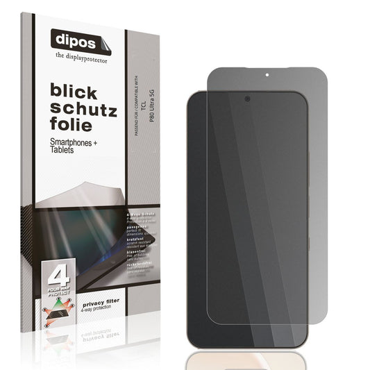 Blickschutzfolie von dipos passend für TCL P80 Ultra 5G, präziser Zuschnitt und blasenfrei montiert