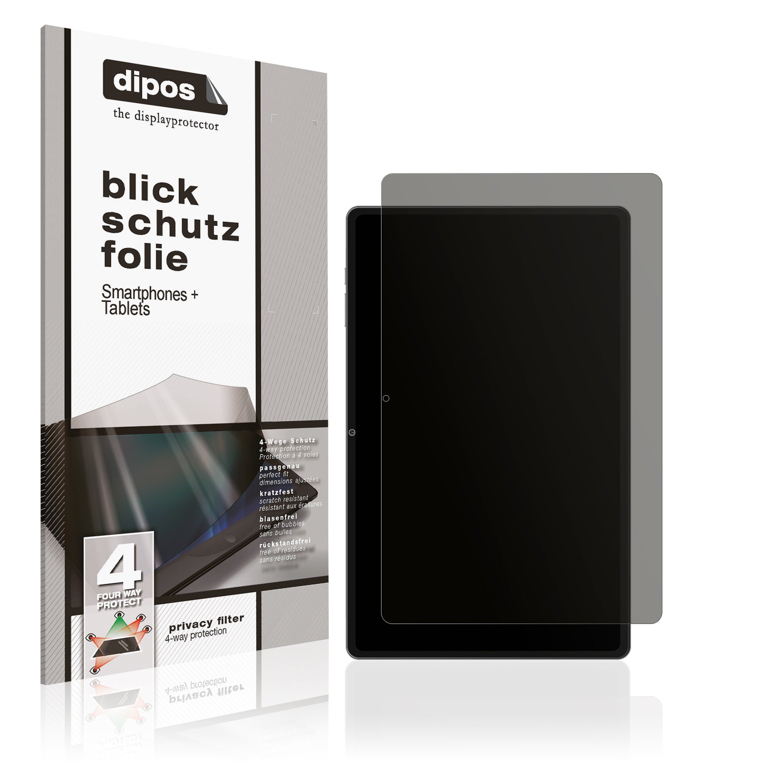 Blickschutzfolie von dipos passend für Teclast T50 Max, präziser Zuschnitt und blasenfrei montiert