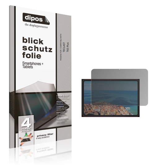 Blickschutzfolie von dipos passend für TECLAST T65 Plus, präziser Zuschnitt und blasenfrei montiert