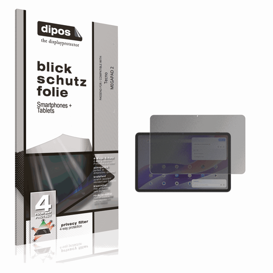 Blickschutzfolie von dipos passend für Tecno MEGAPAD 2, präziser Zuschnitt und blasenfrei montiert