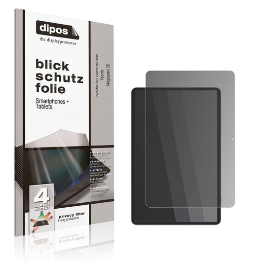 Blickschutzfolie von dipos passend für Tecno Megapad SE, präziser Zuschnitt und blasenfrei montiert