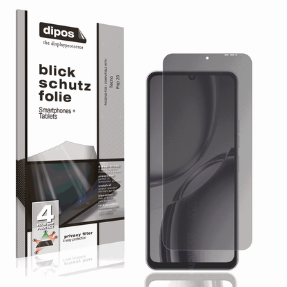 Blickschutzfolie von dipos passend für Tecno Pop 20, präziser Zuschnitt und blasenfrei montiert
