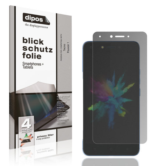 Blickschutzfolie von dipos passend für Tecno Pouvoir 1, präziser Zuschnitt und blasenfrei montiert