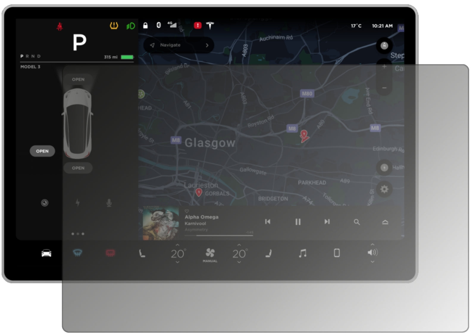 Blickschutzfolie von dipos passend für Tesla Model 3 Display, präziser Zuschnitt und blasenfrei montiert