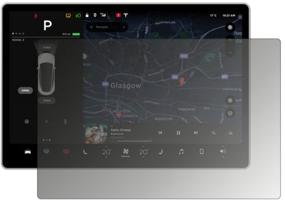Blickschutzfolie von dipos passend für Tesla Model 3 Display, präziser Zuschnitt und blasenfrei montiert