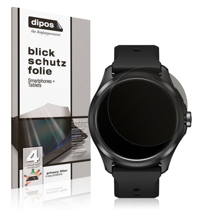 Blickschutzfolie von dipos passend für Ticwatch Pro 5, präziser Zuschnitt und blasenfrei montiert