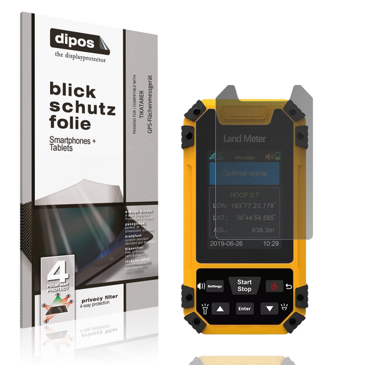 Blickschutzfolie von dipos passend für TIKATARER GPS-Flächenmessgerät, präziser Zuschnitt und blasenfrei montiert