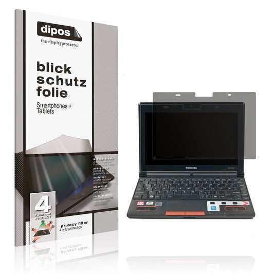 Blickschutzfolie von dipos passend für Toshiba NB550D 10 Zoll, präziser Zuschnitt und blasenfrei montiert
