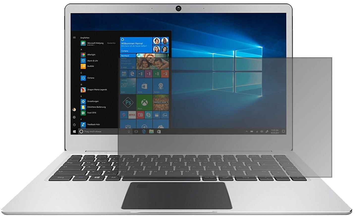 Blickschutzfolie von dipos passend für Trekstor Primebook P14B, präziser Zuschnitt und blasenfrei montiert