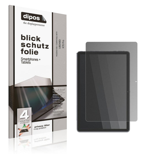 Blickschutzfolie von dipos passend für UBDXBD K70 Pro, präziser Zuschnitt und blasenfrei montiert