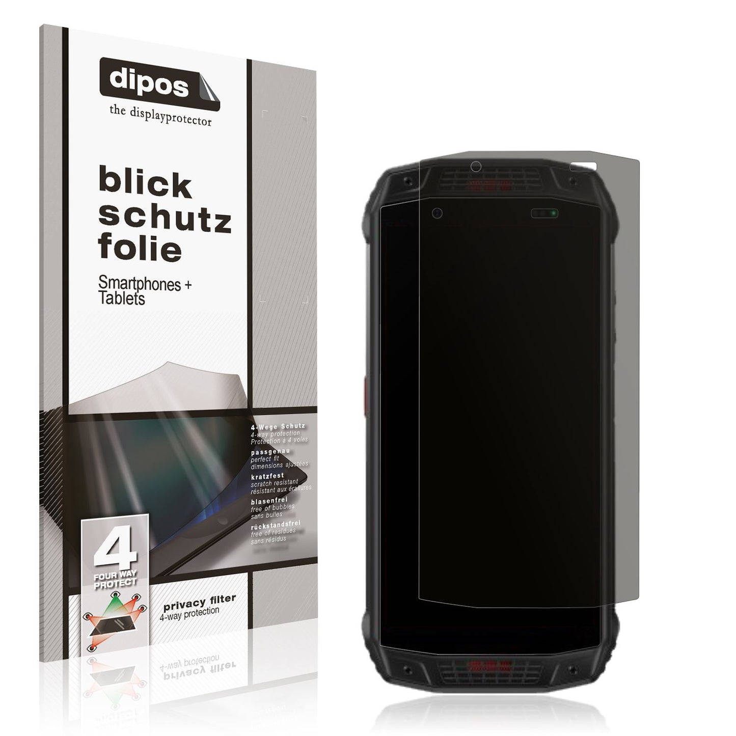 Blickschutzfolie von dipos passend für Ulefone Armor 15, präziser Zuschnitt und blasenfrei montiert