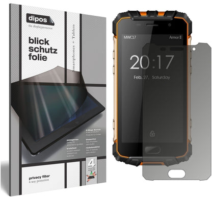 Blickschutzfolie von dipos passend für Ulefone Armor 2, präziser Zuschnitt und blasenfrei montiert