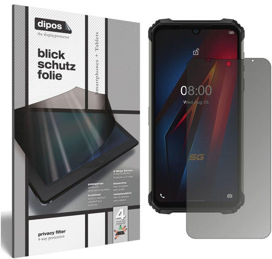 Blickschutzfolie von dipos passend für Ulefone Armor 8 Pro, präziser Zuschnitt und blasenfrei montiert