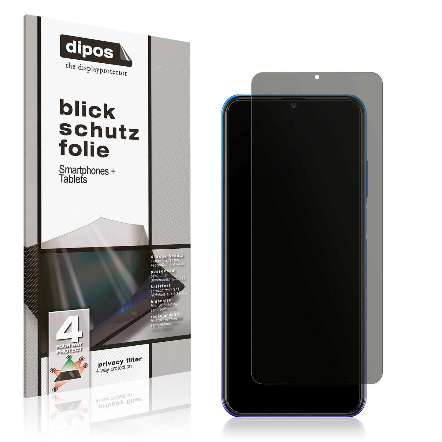 Blickschutzfolie von dipos passend für Ulefone Note 12P, präziser Zuschnitt und blasenfrei montiert