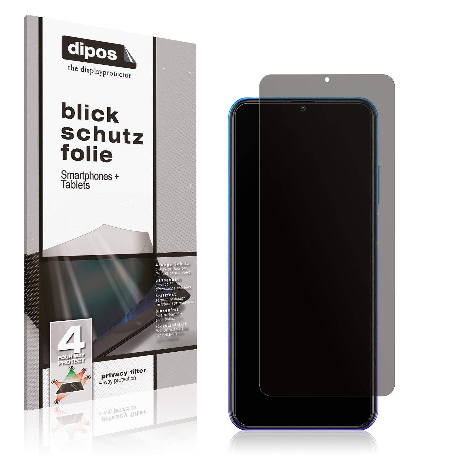 Blickschutzfolie von dipos passend für Ulefone Note 12P, präziser Zuschnitt und blasenfrei montiert