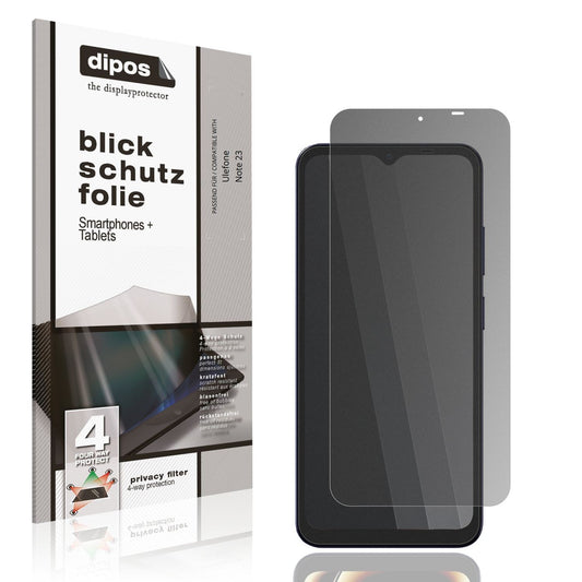 Blickschutzfolie von dipos passend für Ulefone Note 23, präziser Zuschnitt und blasenfrei montiert