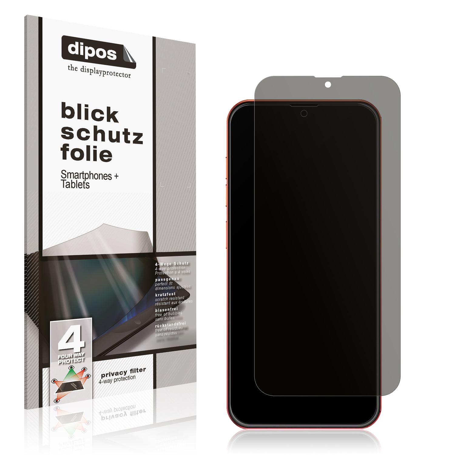 Blickschutzfolie von dipos passend für Ulefone Note 8P, präziser Zuschnitt und blasenfrei montiert