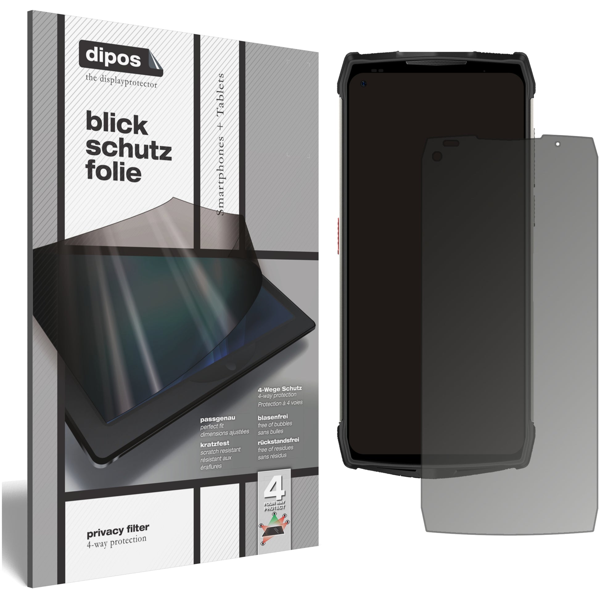 Blickschutzfolie von dipos passend für Ulefone Power Armor 13, präziser Zuschnitt und blasenfrei montiert