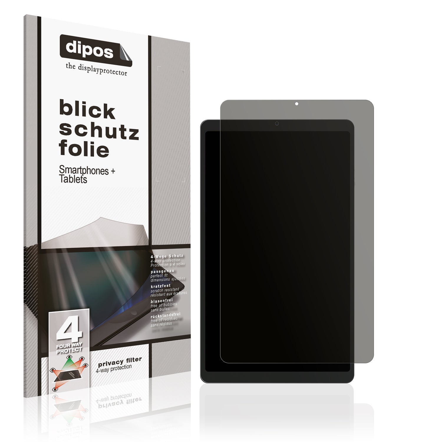 Blickschutzfolie von dipos passend für Ulefone Tab A9 Pro, präziser Zuschnitt und blasenfrei montiert